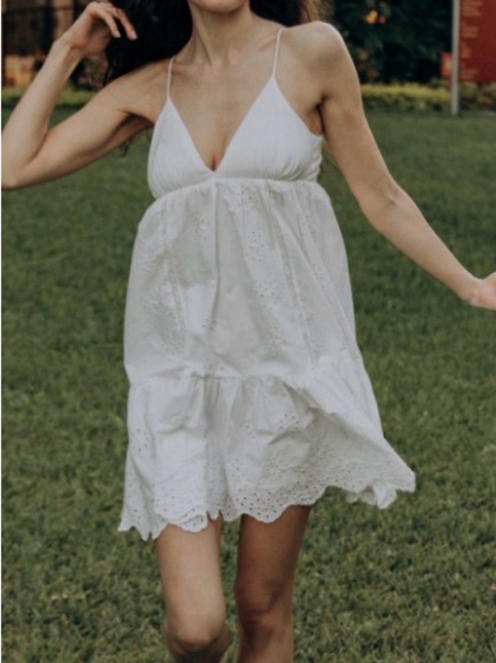 Zara White Eyelet Mini Dress XS Strappy Open Back Summer Dress